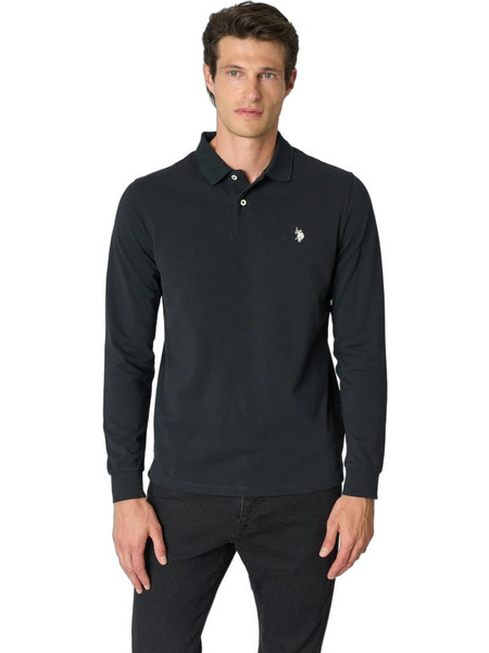 U.S. Polo Assn. Ανδρική Μπλούζα Polo Μακρυμάνικη Μαύρη US44177002-199