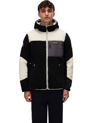 Napapijri Ανδρική Ζακέτα Fleece με Κουκούλα και Φερμουάρ Μαύρη NP0A8AZXMCB