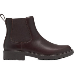 Clarks Orinoco 2 Γυναικεία Μποτάκια Chelsea Δερμάτινα Καφέ με Χοντρό Χαμηλό Τακούνι 26334003