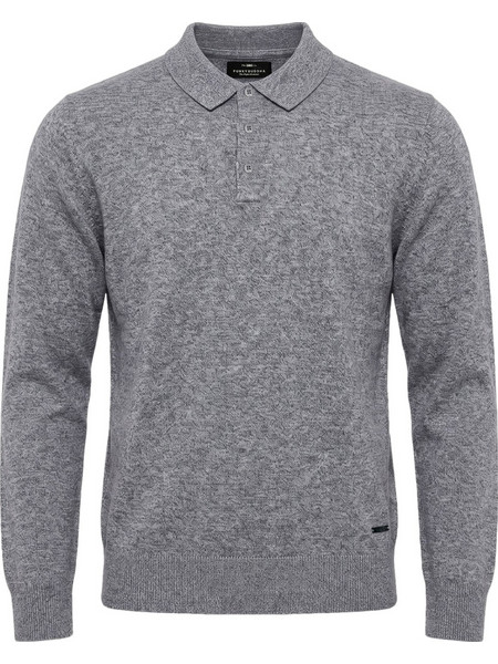 Funky Buddha Ανδρική Μπλούζα Polo Μακρυμάνικη Γκρι FBM014-008-09