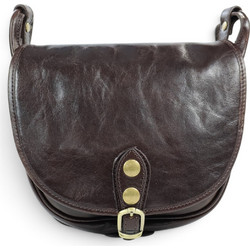 Passaggio Leather Γυναικεία Τσάντα Χιαστί Δερμάτινη Σοκολατί με Στενό Λουρί 6107-KR-07