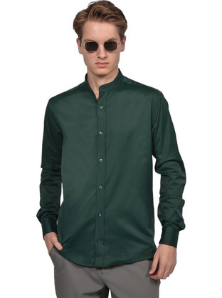 Berto Lucci Ανδρικό Πουκάμισο Μακρυμάνικο Slim Fit Χακί 04262-1250-5008