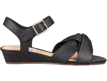 Clarks Καλοκαιρινές Γυναικείες Πλατφόρμες Χαμηλές Δερμάτινες Μαύρες 26148834