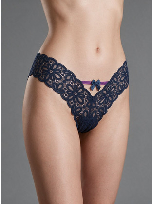 Milena By Paris Γυναικείο Sexy Brazil με Δαντέλα Navy Μπλε 1614