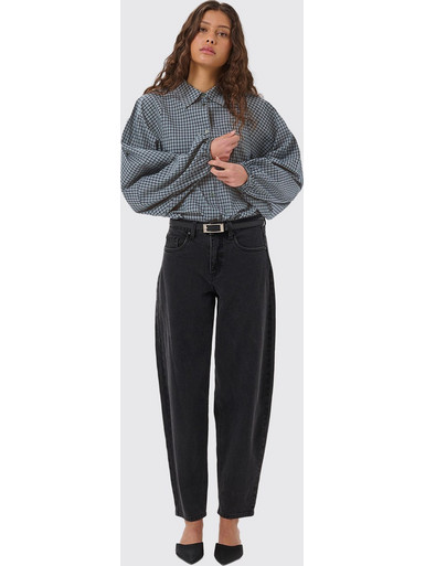 My Essential Wardrobe Μακρυμάνικο Γυναικείο Πουκάμισο Βαμβακερό Καρό Γαλάζιο 10705666-109862