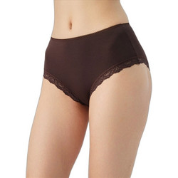 Minerva Fimelle Elegance Ψηλόμεσο Γυναικείο Slip με Δαντέλα Σοκολατί 90-81848-254