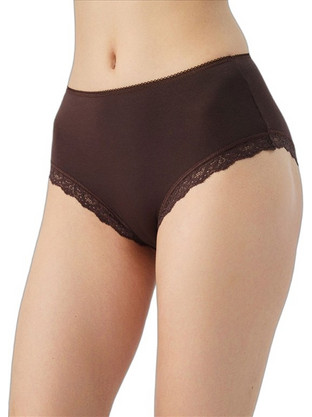 Minerva Fimelle Elegance Ψηλόμεσο Γυναικείο Slip με Δαντέλα Σοκολατί 90-81848-254