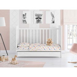 Dimcol Butterfly 49 Βρεφικό Σεντόνι Κούνιας Βαμβακερό με Λάστιχο 70x140+15 Multicolor
