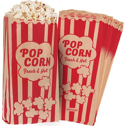 A2S Pop Corn paper Bags set 125pcs 25x10.5x6cm