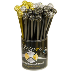 Diakakis Imports - Tesoro Μολύβι Μαύρο Ξύλο Με Μεταλλιζέ Διαμαντάκι (0582188) Χρυσό