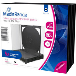 MediaRange CD Jewelcase for 2 discs 10.4mm Black Pack 5 (BOX31-2)