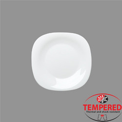 Bormioli Rocco Πιάτα Ρηχά Οπαλίνης Τετράγωνα Tempered Parma Λευκά 20x20cm 6τμχ PRM-FP-20X20