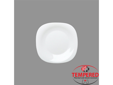 Bormioli Rocco Πιάτα Ρηχά Οπαλίνης Τετράγωνα Tempered Parma Λευκά 20x20cm 6τμχ PRM-FP-20X20