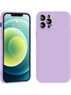 iPhone 12 pro max - Anti-slip Liquid Silicone Gel Rubber Bumper Case with Soft Microfiber Lining Cushion Slim Hard Shell- Lavender purple (oem)
