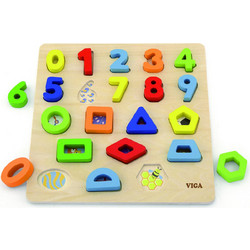 Παιδικό Puzzle Viga Σφηνώματα Αριθμοί & Σχήματα 20 Κομμάτια