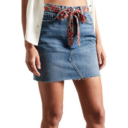Superdry Μίνι Φούστα Τζιν Ψηλόμεση Μπλε W7210135A