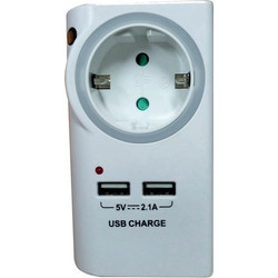 Πρίζα με 2 θύρες USB & φωτάκι νυκτός Λευκό SQ-GZB01/01NU