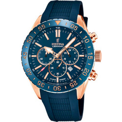 Festina Ανδρικό Ρολόι Χρονογράφος με Μπλε Καουτσούκ Λουράκι F20516/1