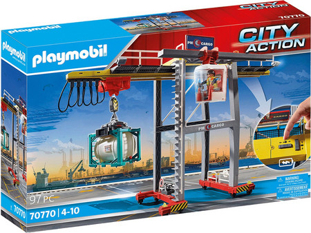 Playmobil City Action Γερανογέφυρα Φορτοεκφόρτωσης Container για 4-10 Ετών 70770