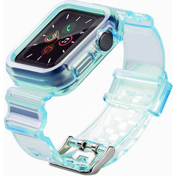 Hurtel Light Set Θήκη Σιλικόνης με Λουράκι για Apple Watch 4 / 5 / 6 / SE 42mm Μπλε Διαφανής