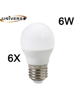 Λάμπα led σφαιρική Φ45 Ε27 6W 230V 6400k ψυχρό λευκό φως 540lumen γωνία θέασης 200
