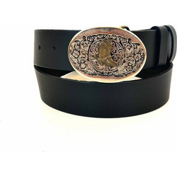 DomLeathers Western Ανδρική Ζώνη Δερμάτινη 4.0cm Μαύρη DLV66501
