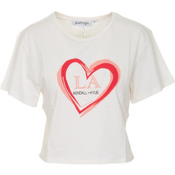 KENDALL & KYLIE W KKW3604206 CROPPED STAMP LOOSE T-SHIRT - KKW.2S0.042.006-OFF WHT CREAM