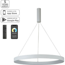 Home Lighting Amaya SE LED SMART 80 77-8142 White Κρεμαστό Φωτιστικό Οροφής Μονόφωτο LED με Θερμό Λευκό Φως Λευκό