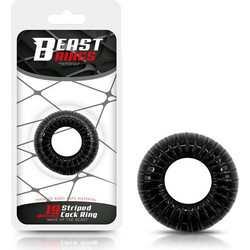 IntoYou Beast Rings Cock Ring Super Flexible Striped Ελαστικό Δαχτυλίδι Πέους Σιλικόνης 1.9cm Μαύρο