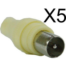 POWERTECH adapter για TV PAL 9.5mm CAB-V011, λευκό, 5τμχ
