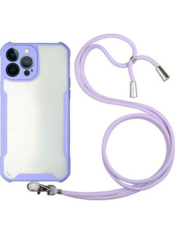 Θήκη Acrylic Protection με Λουράκι Λαιμού Purple iPhone 13 Pro - Purple