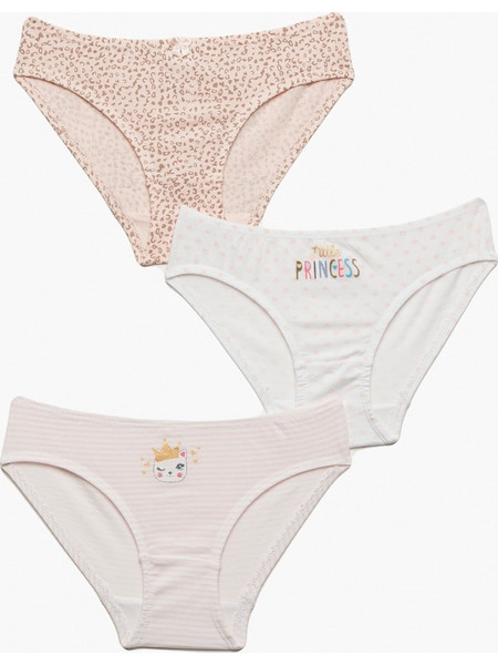 42145 MINERVA Παιδικό / Εφηβικό Slip Princess Animal 3pack Λευκό/Ροζ