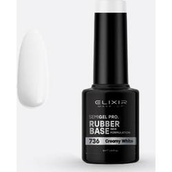 Elixir Semigel 736 Creamy White Rubber Base Ημιμόνιμο Βερνίκι Νυχιών 5ml
