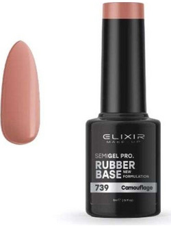 Elixir Semigel 739 Rubber Base Ημιμόνιμο Βερνίκι Νυχιών 5ml