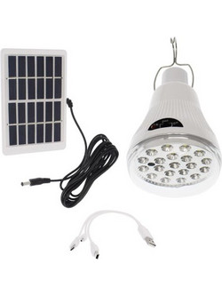 Λάμπα LED επαναφορτιζόμενη και Powerbank 20 SMD 10W με ηλιακό πάνελ, multi-port καλώδιο και γάντζο GR6028-USB