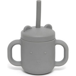 Petit Monkey Ποτηράκι Σιλικόνης με Καλαμάκι Pewter Green 175ml