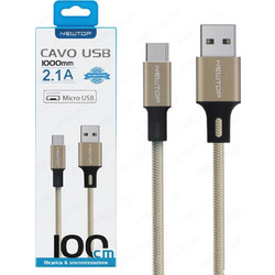 Newtop Braided USB 2.0 to micro USB Cable Χρυσό 1m (CU16)