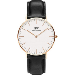 Daniel Wellington Classic Sheffield Ανδρικό Ρολόι με Μαύρο Δερμάτινο Λουράκι DW00100036