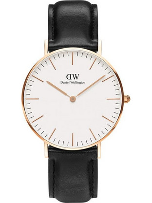 Daniel Wellington Classic Sheffield Ανδρικό Ρολόι με Μαύρο Δερμάτινο Λουράκι DW00100036
