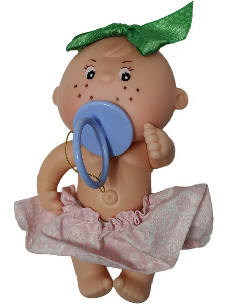 Κουκλάκι μωράκι Mini Gorditos 12εκ με ροζ φούστα και γαλάζια πιπίλα (OEM)