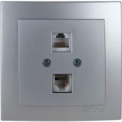 Ασημί πρίζα δικτύου RJ45-CAT6-RJ11 24131049