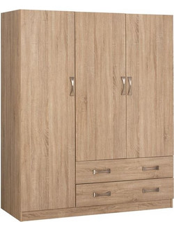 HomeMarkt Τρίφυλλη Ντουλάπα Ρούχων Carly Sonoma 150x55x180cm HM384.02