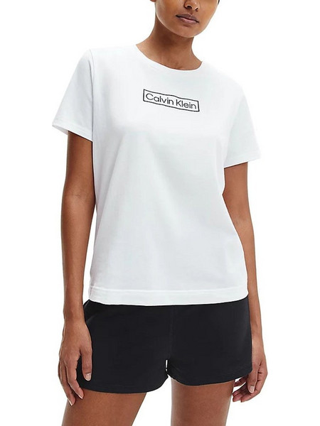 Calvin Klein Σετ Γυναικείες Πιτζάμες Καλοκαιρινές Λευκές 000QS6804E-13P