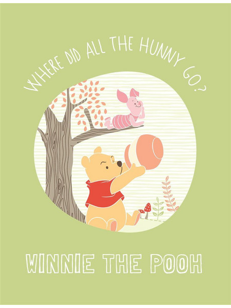 Dimcol Disney Winnie 01 Κουβέρτα Κούνιας Βελουτέ 110x140 Πράσινη
