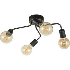 ARlight PDT 1250-4 BK Μοντέρνα Πλαστική Πλαφονιέρα Οροφής με Ντουί E27 σε Μαύρο χρώμα 40cm