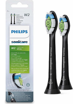 Philips Sonicare W2 Optimal White HX6062 Black Ανταλλακτικές Κεφαλές Ηλεκτρικής Οδοντόβουρτσας 2τμχ