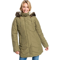 Roxy Ellie Γυναικείο Μπουφάν Χειμωνιάτικο Puffer Μακρύ Χακί ERJJK03437-GPZ0