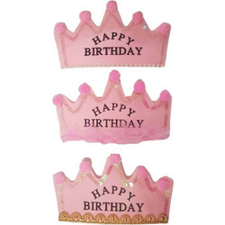 Στέκα Πάρτυ Γενεθλίων Happy birthday σε 3 σχέδια - Pink