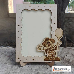 ΞΥΛΙΝΗ ΚΟΡΝΙΖΑ ΜΕ ΦΙΓΟΥΡΑ ΚΛΟΟΥΝ - (17x14cm ) ΦΥΣΙΚΟ ΞΥΛΟ