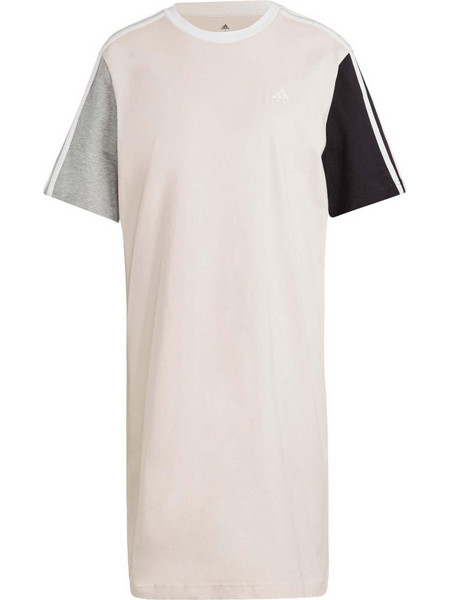 Adidas Essentials 3-Stripes Single Jersey Boyfriend Tee Mini Καλοκαιρινό Αθλητικό Φόρεμα Λευκό IC1462